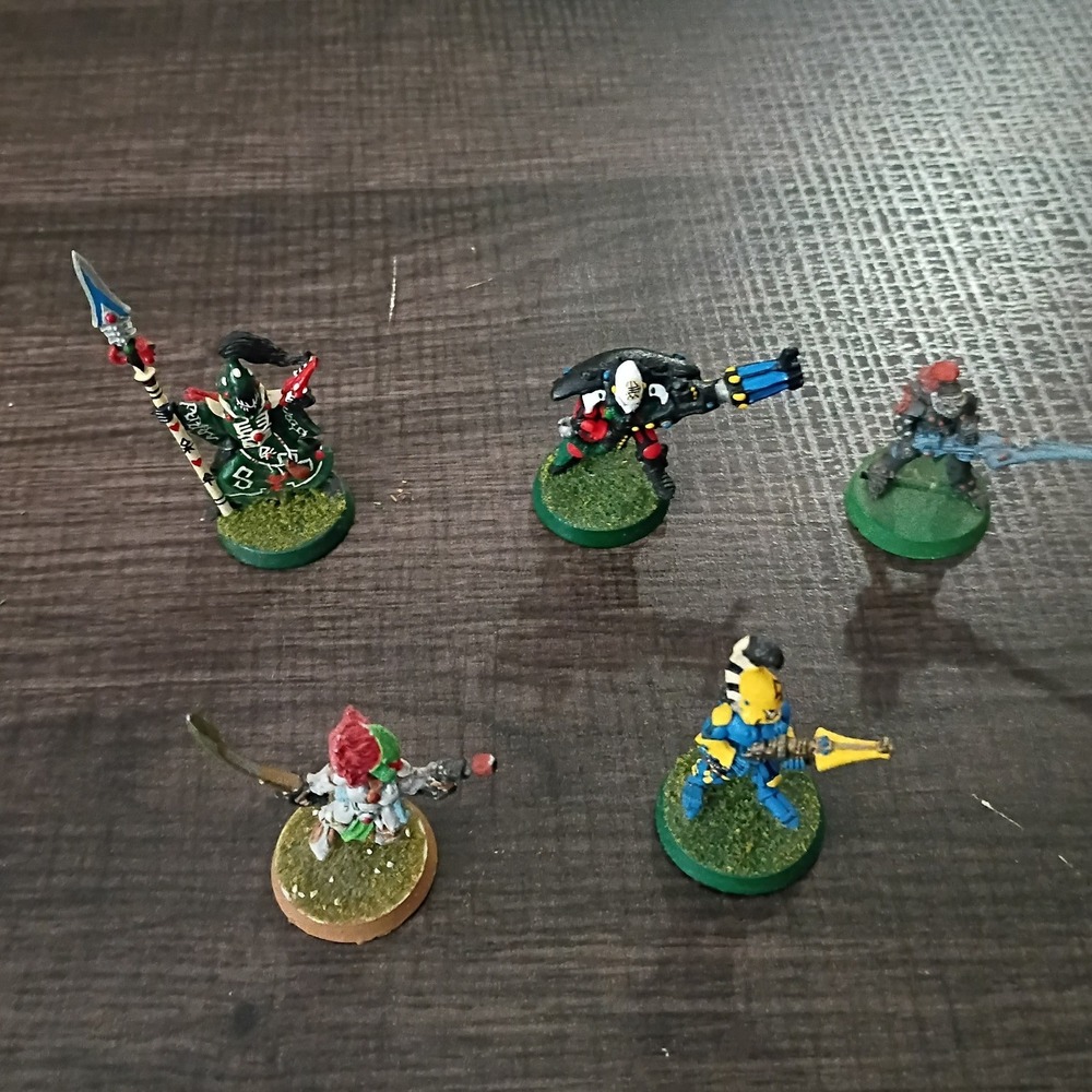 Warhammer 40k Eldar Aeldari Metal Aspect Warriors Painted 5 Figure Lot Vintage